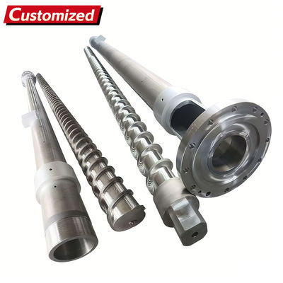 ভালো দাম কাস্টমাইজড ব্যাসার্ধ 55 পিপি এইচডিপিই পিপিএস এলডিপিই উপকরণ নাইট্রাইড বা বিমেটালিক চিকিত্সা প্লাস্টিকের মেশিনের জন্য এক্সট্রুডার মেশিনের জন্য স্ক্রু ব্যারেল অনলাইন